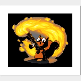 Cute Funny Cool Magical Squirrel With Fire Gun  Animal Lover Quote Artwork Posters and Art